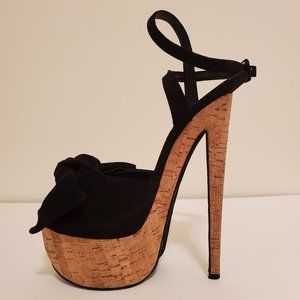 Giuseppe Zanotti Black Suede Bow Platform Sandals